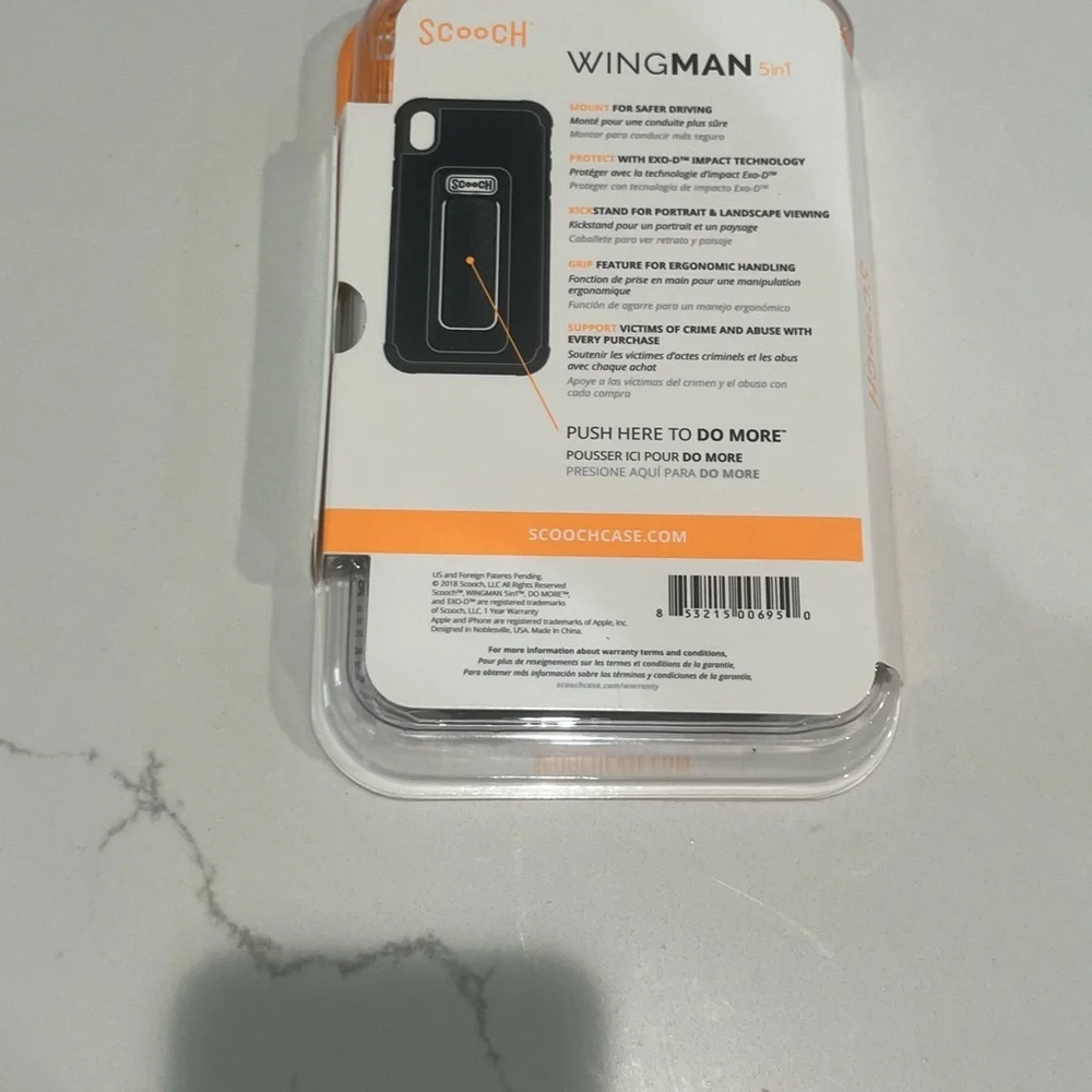 NWT Scooch Wingman 5in1 Phone Case Accessory - Black/Orange